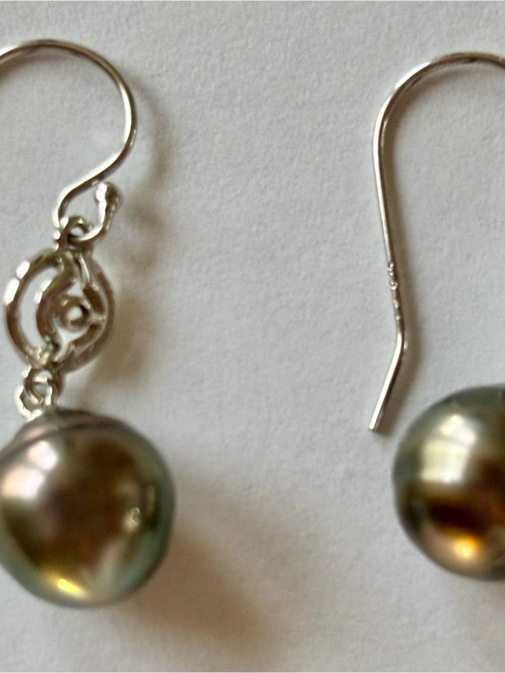 Sterling silver 925 Drop Earrings with Black Tahitian Pearl - Picture 7 of 12